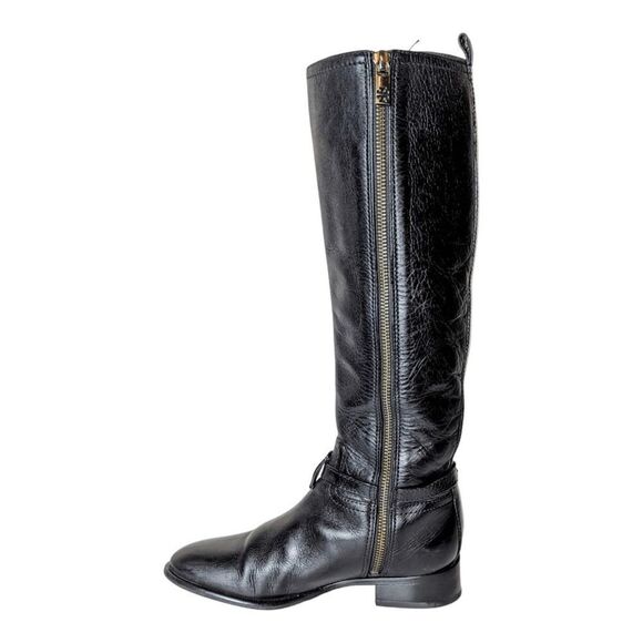 TORY BURCH Aaden Black Leather Riding Boot Size 5M - Picture 6 of 9